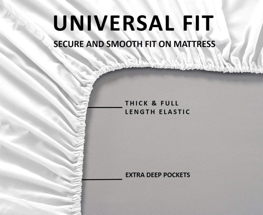 Mattress-Homes 6 Piece King Sheet Set, Hotel Luxury Collection, 100% Egyptian Cotton, 18 Inch Deep Pocket Fitted Sheet, Soft  Cool, Breathable Bedding with 4 Pillowcases in Light Grey Stripe