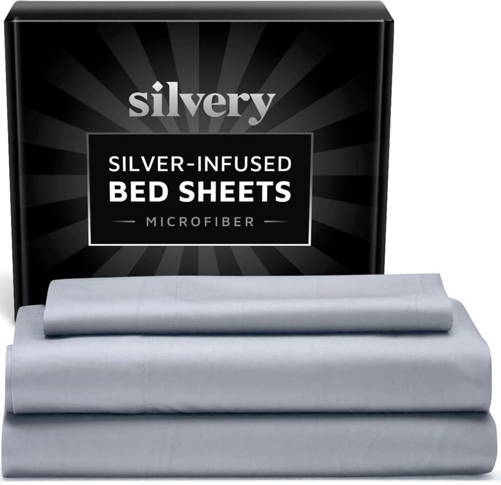 Silvery Silver Infused Bed Sheets Set - Extra Soft Breathable Fabric with Self-Cleaning Technology™ for Hygienic Sleep - 5-Star Luxury Hotel Comfort