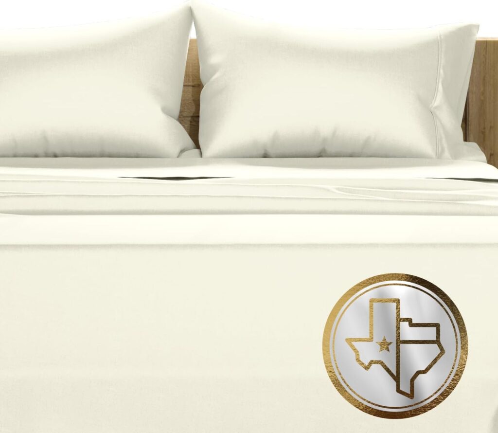 TEXAS LINEN CO. Luxury Egyptian Cotton King Size Sheet Set - 1000 Thread Count 4 Piece King Sheets, Soft, Cooling Extra Long Staple Sateen Weave Hotel Bed Sheets - Fits Upto 18” Deep Pocket - Ivory