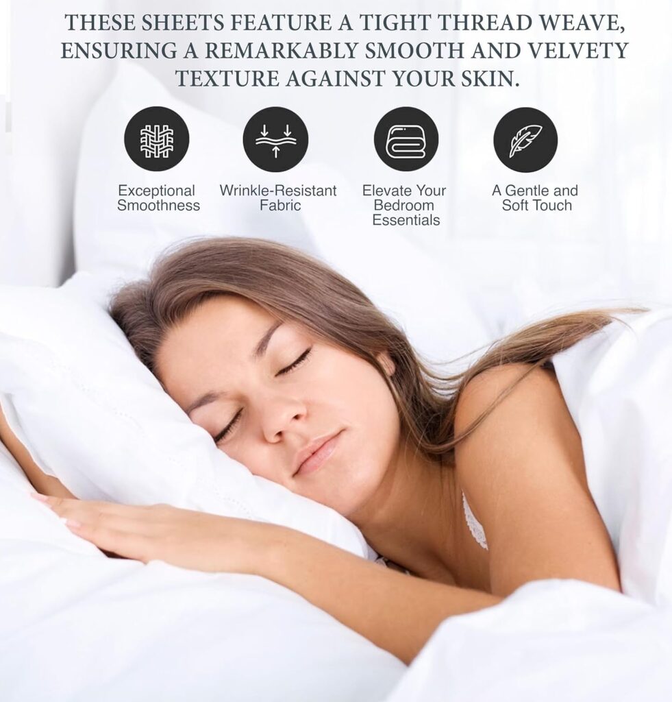 Bluemoon Homes King Sheet Sets 800 Thread Count 100% Egyptian Cotton Sheets - Extra Long-Staple Cotton King Sheets, Fits Mattress Upto 18 Deep Pocket, Sateen Weave, Soft Cotton Bed Sheets Set(White)