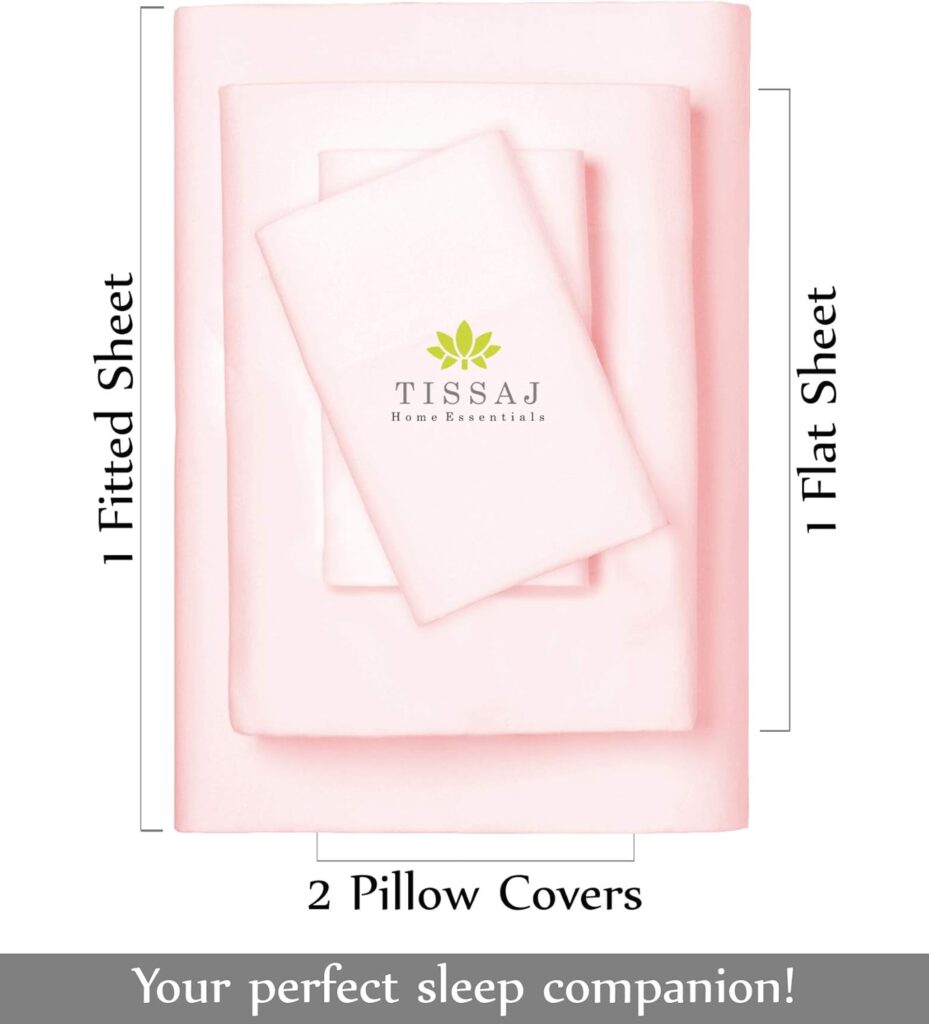 Tissaj Organic Cotton Sheets King Size – Ultra White – GOTS Certified – Durable Luxury Quality – Extra Deep Pockets  Secure Fit – Premium Bedding – Sateen Weave – with Carry Pouch – Set of 4