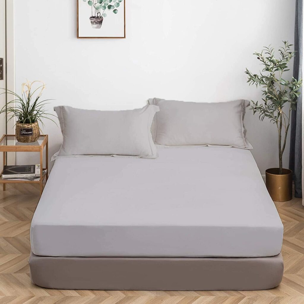 4Pc King Size Sheet Set, 100% Organic Cotton, 800 Thread Count Sheets, Soft  Breathable King Sheet Set, Luxury 8-12 Deep Pocket Sheet, Hotel Quality Bed Sheets- Silver