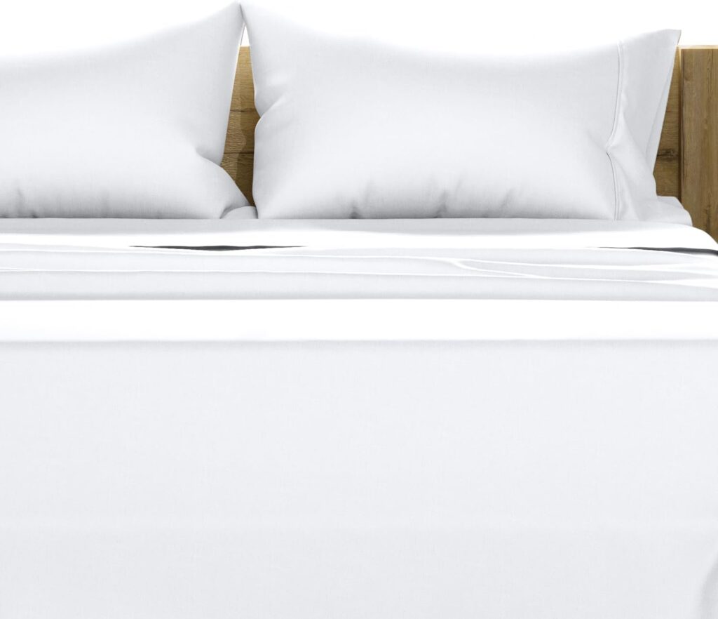 TEXAS LINEN CO. 100% Egyptian Cotton King Size Sheets Set - Luxury 1500 Thread Count Egyptian Cotton Sheets King Size, 17 Deep Pocket, Soft, Cooling Sateen Weave Hotel Quality Bedding Set - White