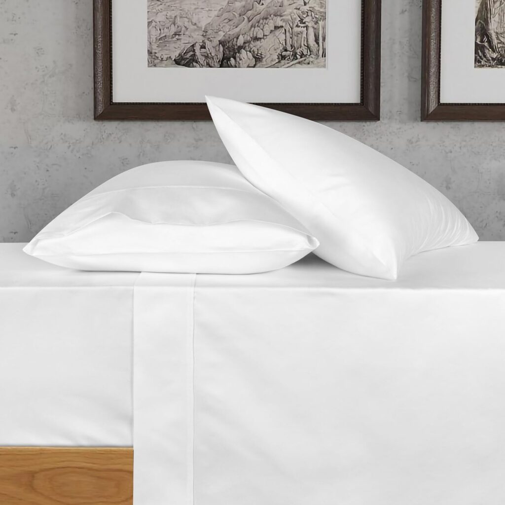 URBANHUT 700 Thread Count Egyptian Cotton Sheets Full Size, 4Pc Sheet Set Soft Luxury Bed Sheets for Full Size Bed, Sateen Weave Hotel Sheets, 16 Elasticized Deep Pocket - White